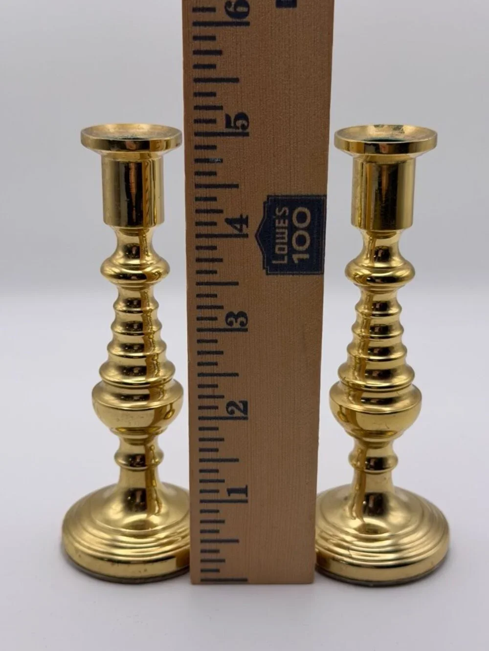 Vintage Baldwin Brass Beehive Candlestick Holder Pair Ornate tapered